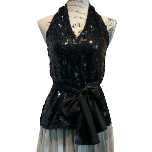 World Vintage black sequin top size 10/12