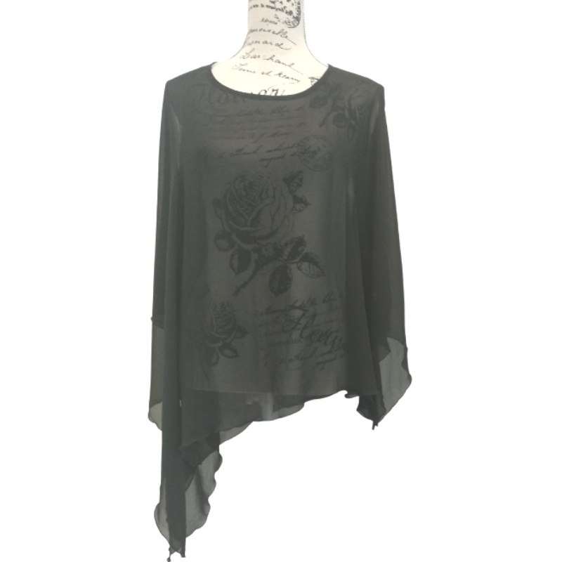 Suzie J black chiffon layering top-S 10/12