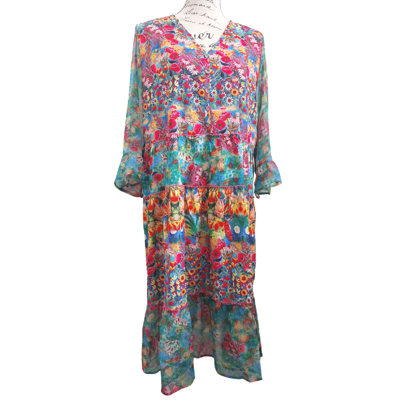 NEW colourful silk Summer dress, size 14 in stock, PRE-ORER others, size 10-16