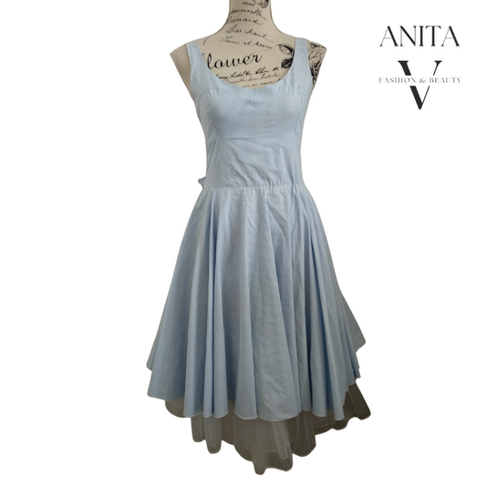 Harriett Falvey blue & white pinstriped dress, size S/6