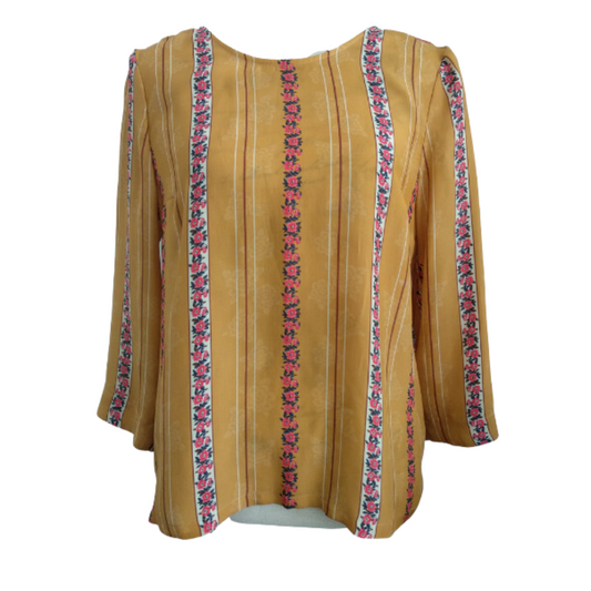 Sezane Paris Autumn mustard silk top size 38, 10/12
