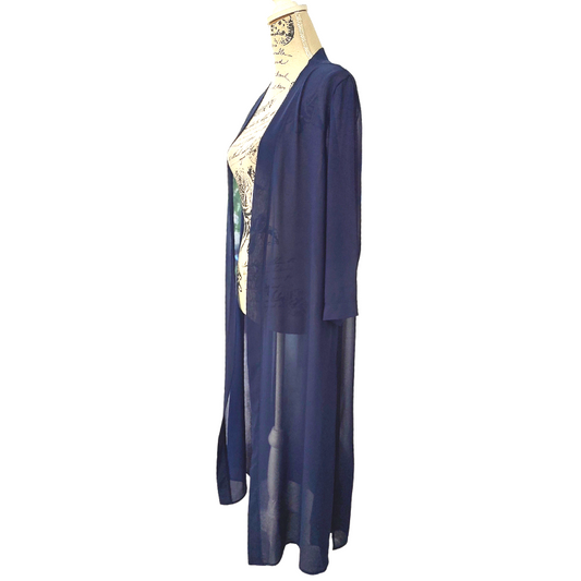 NEW navy chiffon layering coat, navy, NZ 12/14  in stock,  preorder other sizes & colours